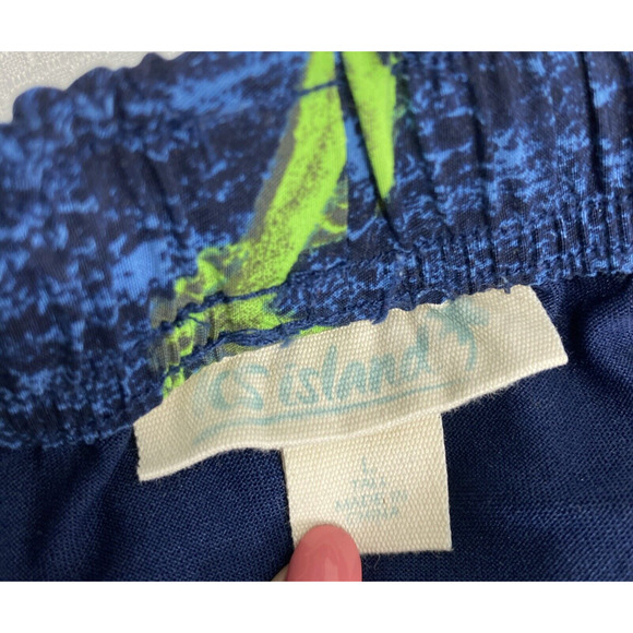 KS Island Swim Trunks Mens Large Tall Blue Knee Length Beachwear - Picture 3 of 8